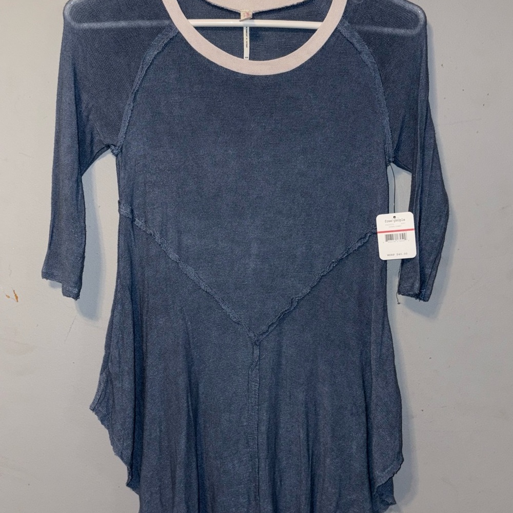 Free People Women's Blue 3/4 Sleeve Tunic Top XS